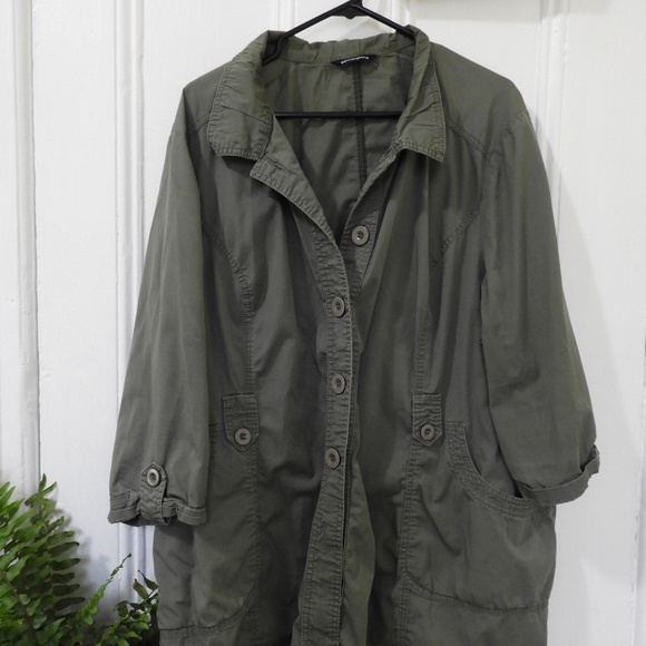 Green Khaki 3/4 Sleeve Jacket - Size 26 - Picture 1 of 2